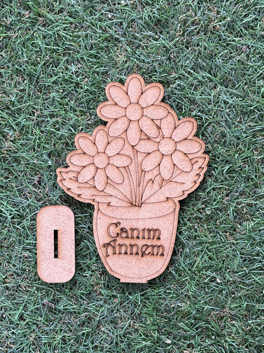 Çocuklar İçin Ahşap Vazolu Papatya Boyama Anneler Günü Etkinlik Ahşap Çiçek Boyanabilir