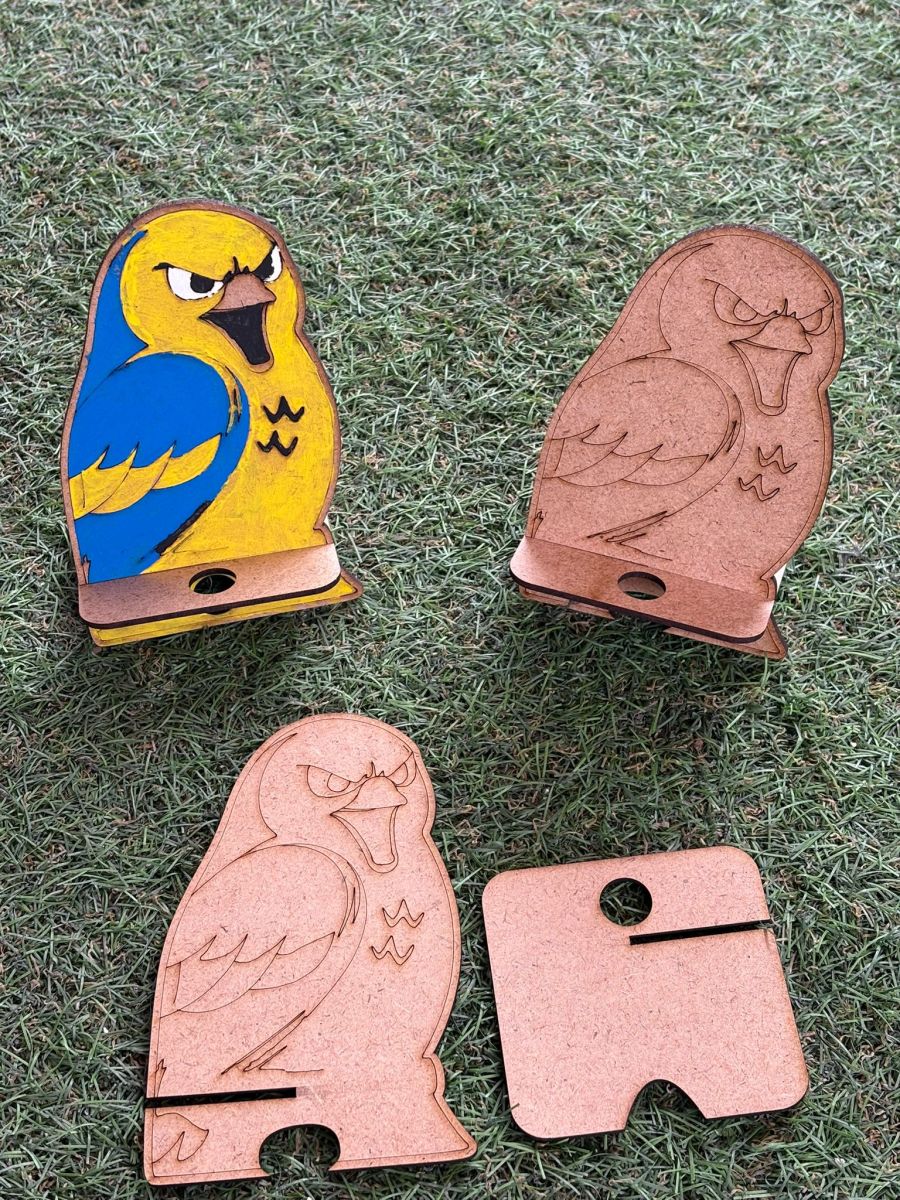 Çocuklar İçin Ahşap Boyama Babalar Günü Hediye Etkinlik Okul Öncesi Kanarya Figürlü Telefon Tutucu