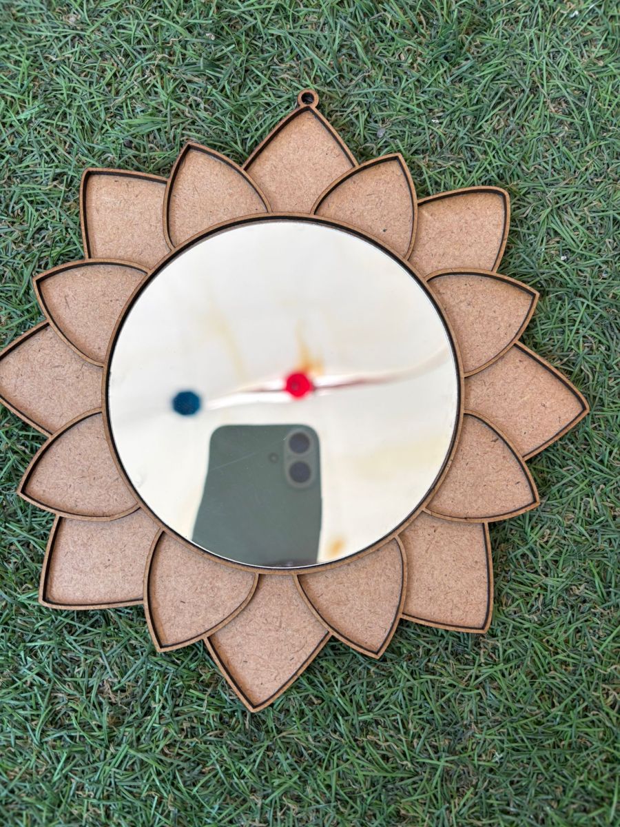 Çocuklar İçin Mozaik Baz Aynalı Çiçek Modeli Ahşap Boyama Mozaik Baz Etkinliği