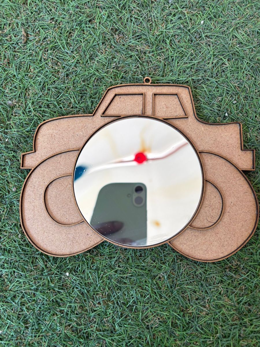 Çocuklar İçin Mozaik Baz Aynalı Araba Modeli Ahşap Boyama Mozaik Baz Etkinliği