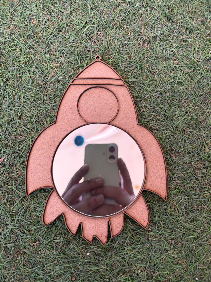 Çocuklar İçin Mozaik Baz Aynalı Roket Uzay Aracı Modeli Ahşap Boyama Aynalı Mozaik Baz Etkinliği