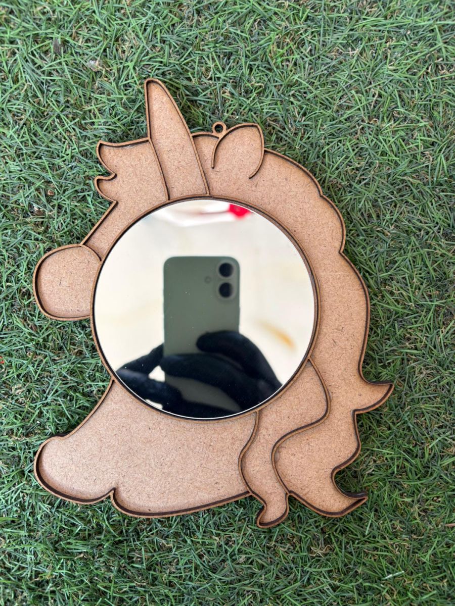 Çocuklar İçin Mozaik Baz Aynalı Unicorn Modeli Ahşap Boyama Aynalı Mozaik Baz Etkinliği