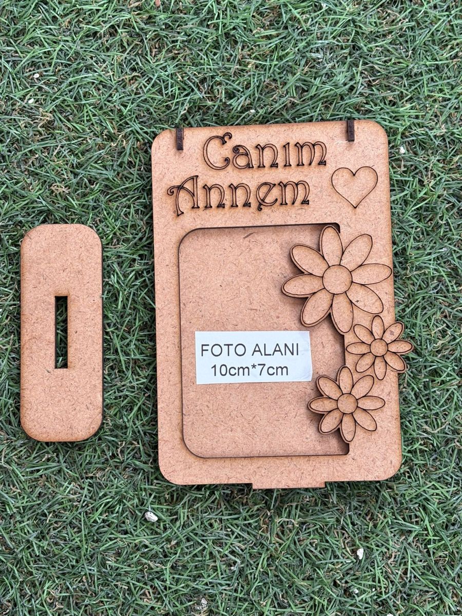 Çocuklar İçin Ahşap Papatya Desenli Canım Annem Yazılı Boyanabilir Çerçeve Anneler Günü Etkinlikleri