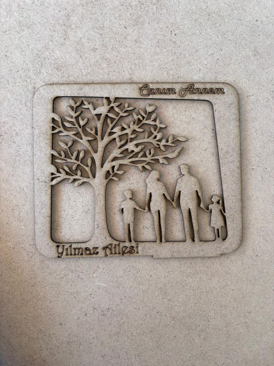 Çocuklar İçin Ahşap Boyama Canım Annem Aile Tablosu Anneler Günü Etkinlik Ahşap Boyanabilir